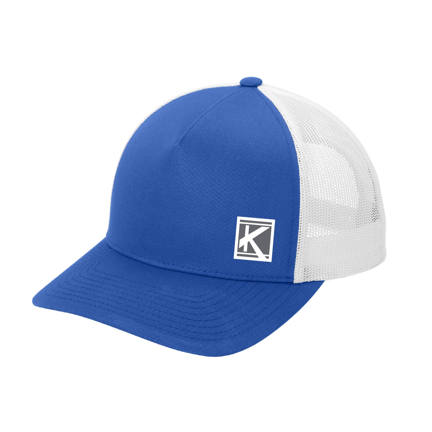 YP Classics® Retro Trucker 5-Panel Cap with Woven Patch Block K - Unisex Fit