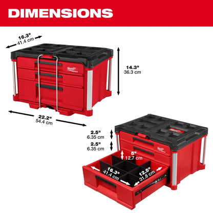 Packout 22" Modular 3-Drawer Tool Box