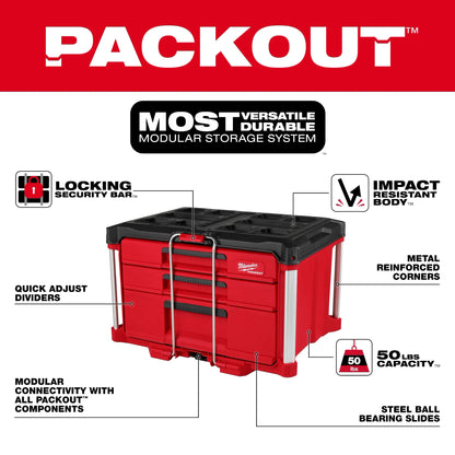 Packout 22" Modular 3-Drawer Tool Box