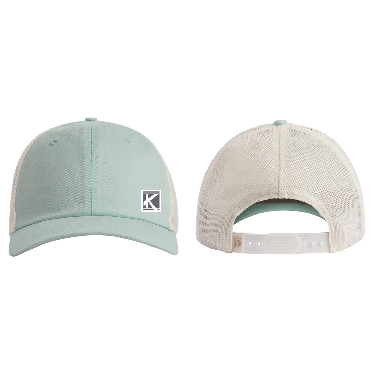 Sunwashed Trucker Cap with Woven Patch Block K