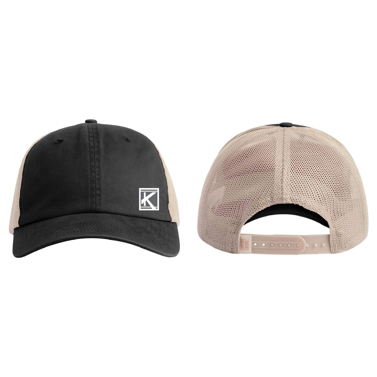 Sunwashed Trucker Cap with Woven Patch Block K