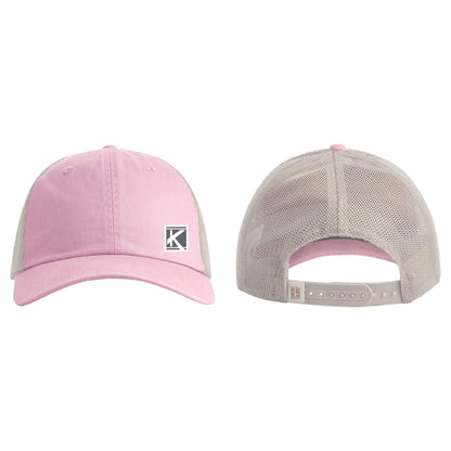Sunwashed Trucker Cap with Woven Patch Block K