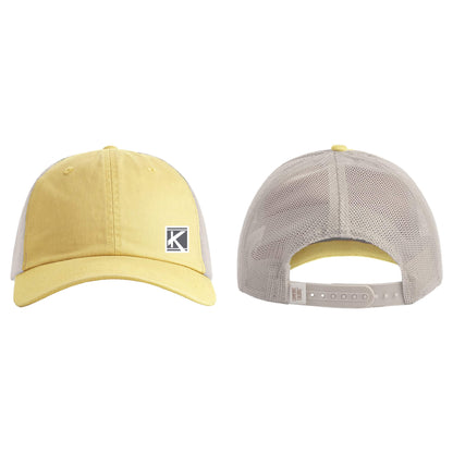 Sunwashed Trucker Cap with Woven Patch Block K