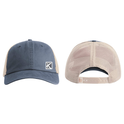 Sunwashed Trucker Cap with Woven Patch Block K