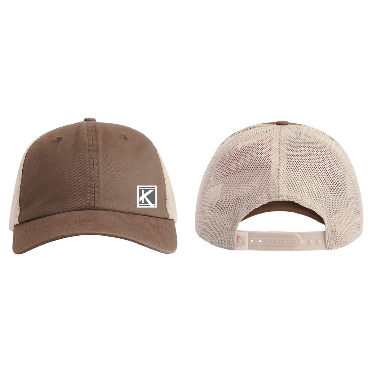 Sunwashed Trucker Cap with Woven Patch Block K