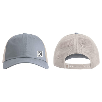 Sunwashed Trucker Cap with Woven Patch Block K