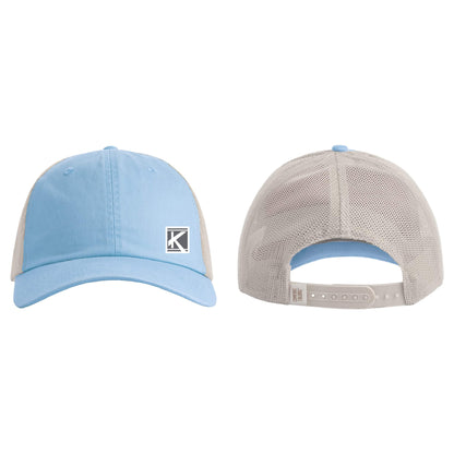 Sunwashed Trucker Cap with Woven Patch Block K
