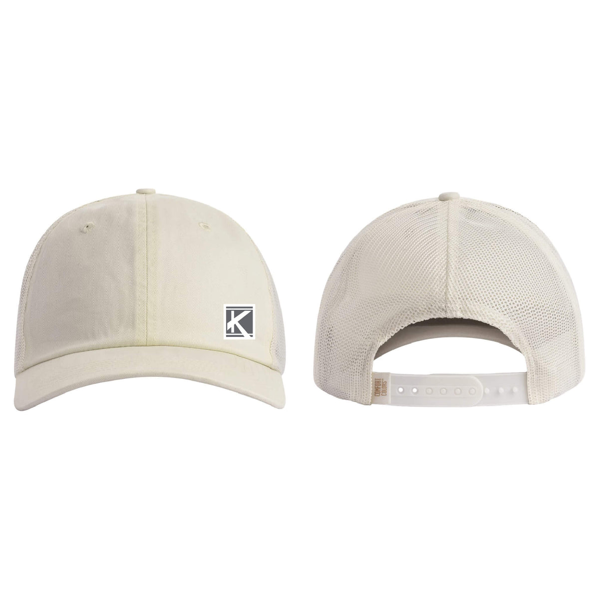 Sunwashed Trucker Cap with Woven Patch Block K