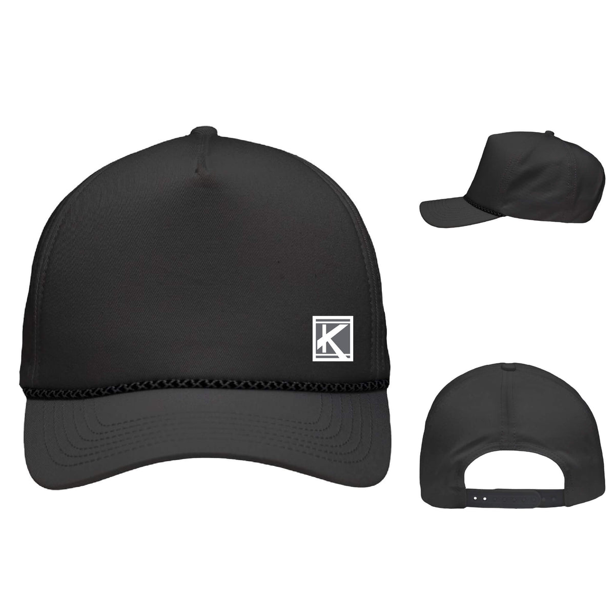Five-Panel Rope Heritage Fit Cap with Woven Patch Block K