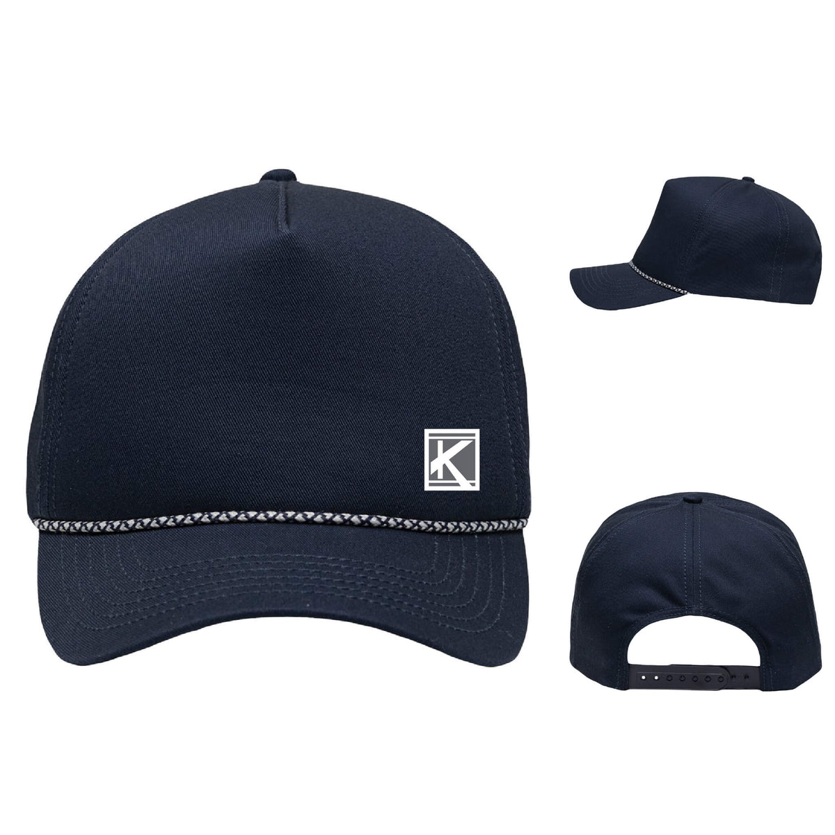 Five-Panel Rope Heritage Fit Cap with Woven Patch Block K