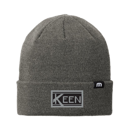 Solid Cuffed Beanie with Faux Leather Patch Standard Logo - Unisex Fit