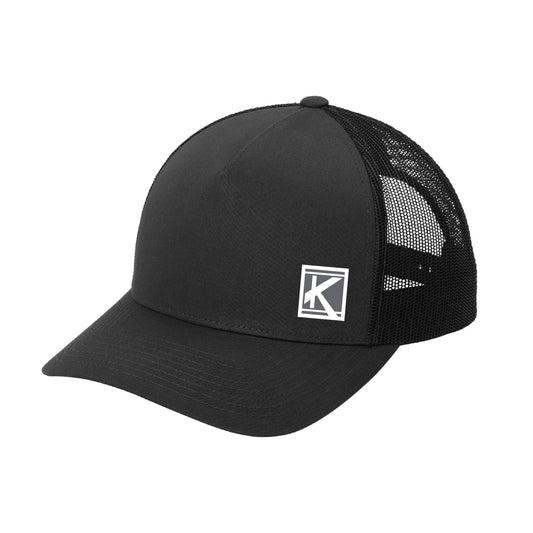 YP Classics® Retro Trucker 5-Panel Cap with Woven Patch Block K - Unisex Fit
