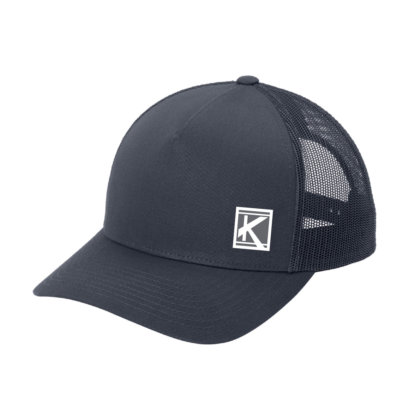 YP Classics® Retro Trucker 5-Panel Cap with Woven Patch Block K - Unisex Fit