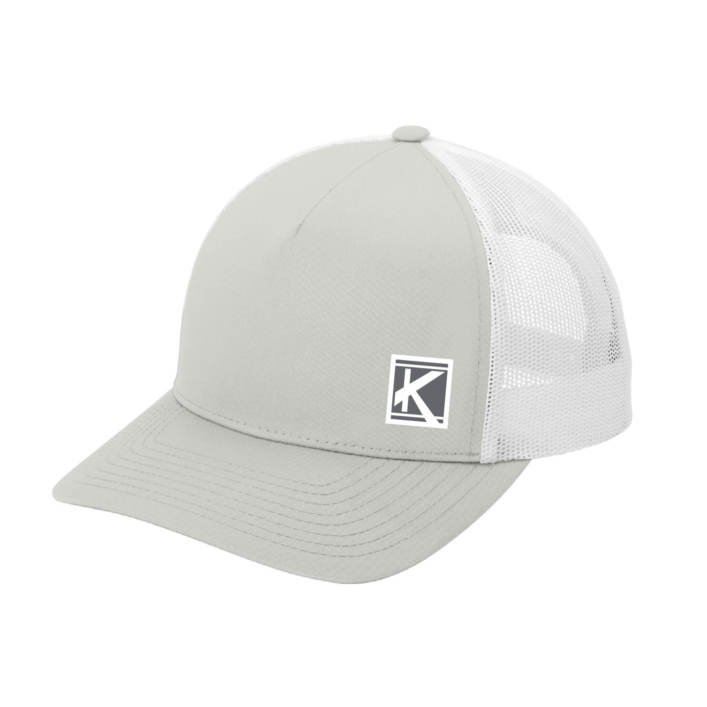 YP Classics® Retro Trucker 5-Panel Cap with Woven Patch Block K - Unisex Fit
