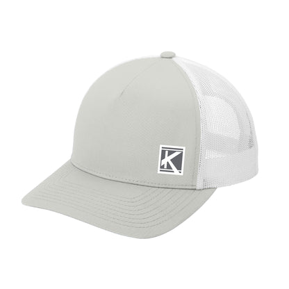 YP Classics® Retro Trucker 5-Panel Cap with Woven Patch Block K - Unisex Fit