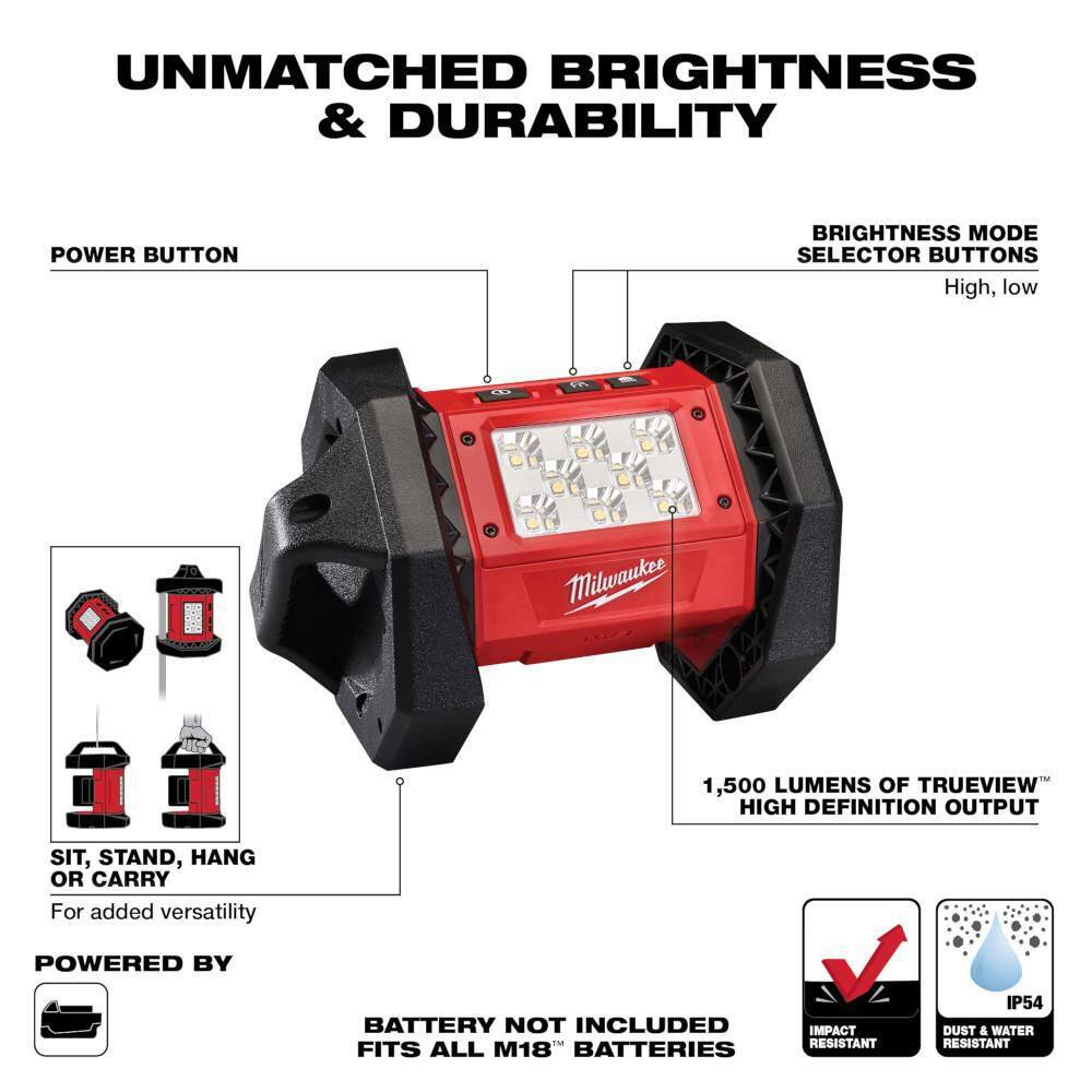 M18 18-Volt Lithium-Ion Cordless Rocket Dual Power Tower Light with M18 LED Flood Light