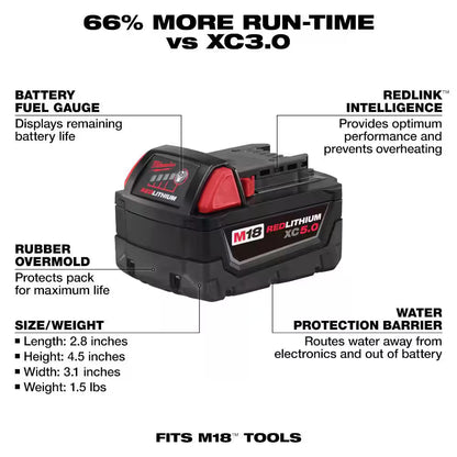 M18 18-Volt Lithium-Ion High Output 6.0 Ah Battery & Redlithium 5.0 Ah Battery