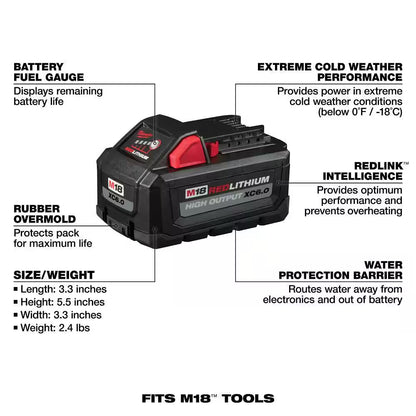 M18 18-Volt Lithium-Ion High Output 6.0 Ah Battery & Redlithium 5.0 Ah Battery
